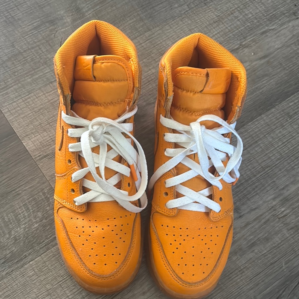 Orange High-Top Sneakers with White Laces